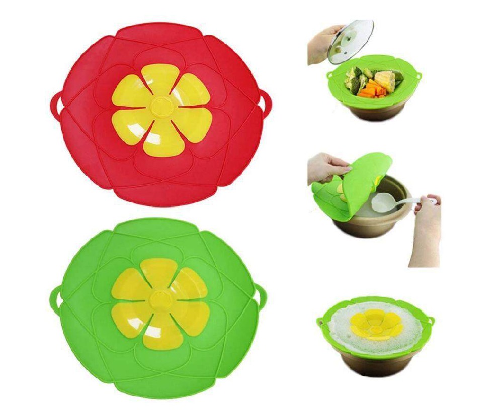 10.2 inch Silicone Spill Stopper Pot Pan Lid, Multi-Function Cooking Tool