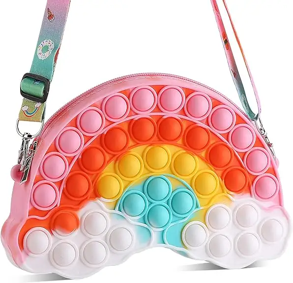 Rainbow Fidget Toy Shoulder Bag for Kids