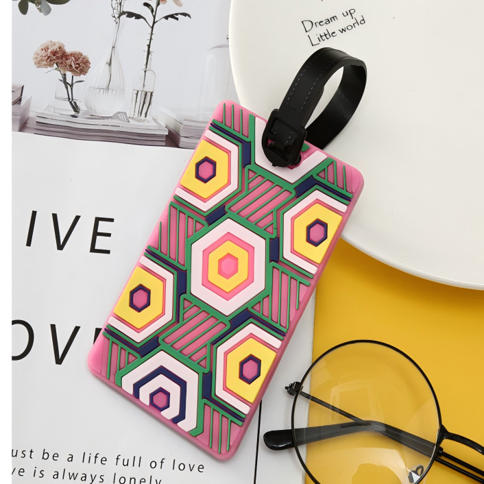 Colorful 2D embossed debossed logo luggage tag